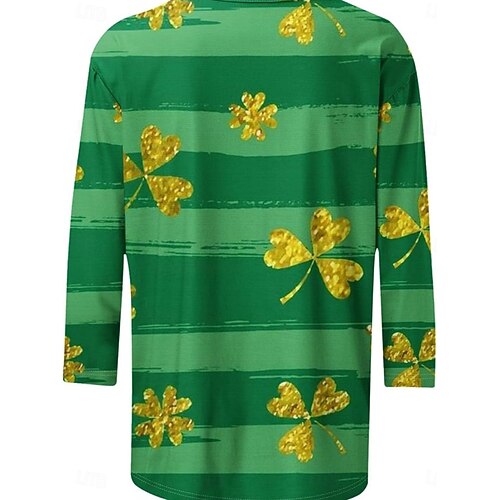  St. Patrick's Day Women's T shirt Daily Casual Long Sleeve Green Summer