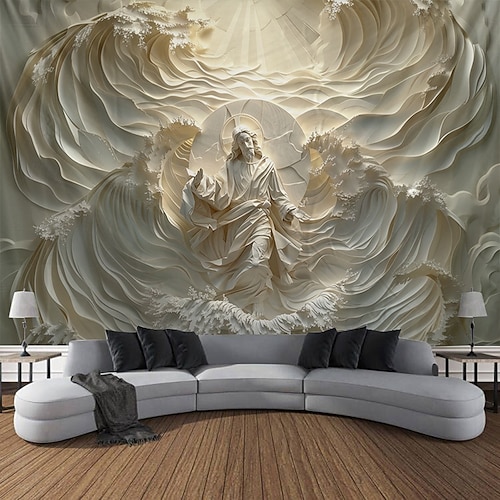  Jesus Hängande Gobeläng Optisk Illusion Väggkonst Stor Gobeläng Mur Dekor Fotografisk Fond Blanket Gardin Hem Sovrum Vardagsrumsdekoration