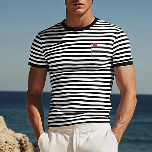 T-shirt En Coton Pour Homme - Col Rond, Manches Courtes, Décontracté | Idéal Pour L'Été, Cadeau Homme Et Garçon