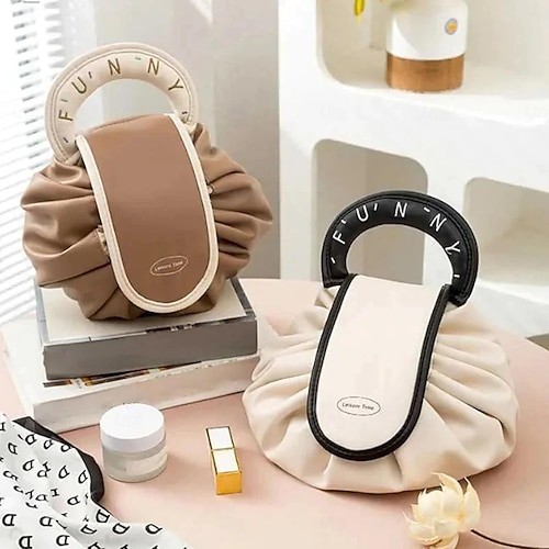  巾着化粧ポーチ、大型化粧ポーチ、女性用ポータブル防水トイレタリーオーガナイザー、旅行用化粧ポーチ、女性用化粧ポーチ、トイレタリーやアクセサリー用化粧ポーチ