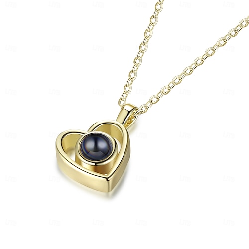  Collar de proyección personalizado el mejor regalo para mamá – Regalo de boda para pareja colgante hueco en forma de corazón proyección de foto perfecto para el Día de la Madre regalo romántico para