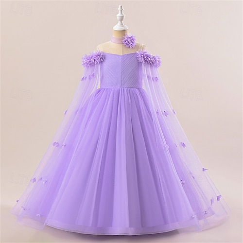 Flower Girl Dress Kid's Girls' Princess Dress Performance Wedding Party  Elegant Beautiful Mesh Solid Color Sleeveless Crew Neck Light Pink White 4  years+ 2026 - 40.83