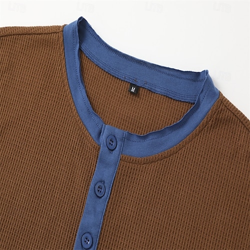  Men's Waffle Henley Shirt Tee Short Sleeve Solid Color Buttons Henley Outdoor Casual Daily Summer Black White Yellow Henley T-Shirt