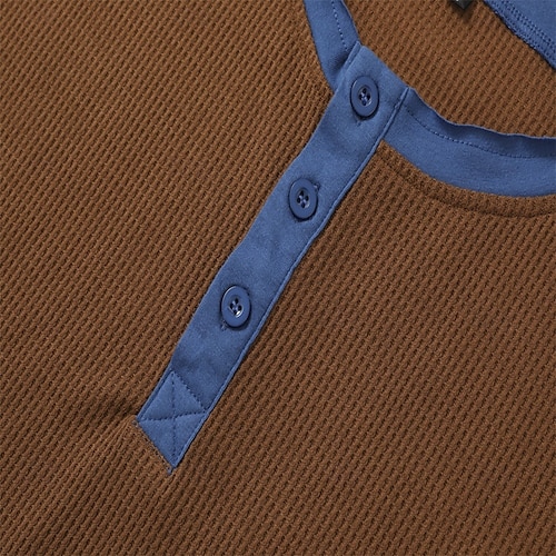  Men's Waffle Henley Shirt Tee Short Sleeve Solid Color Buttons Henley Outdoor Casual Daily Summer Black White Yellow Henley T-Shirt