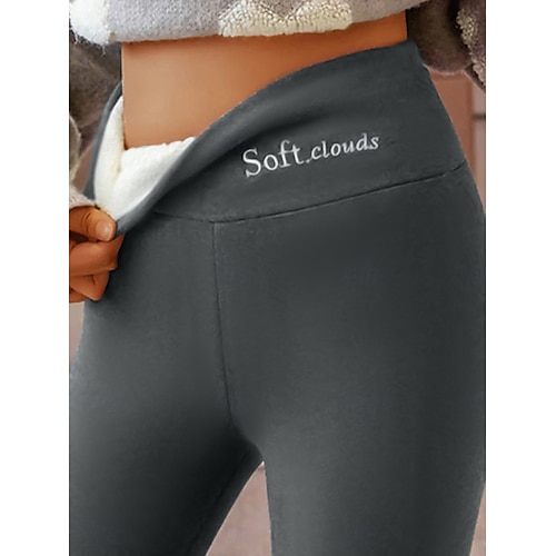  Per donna Pantaloni in Pile Collant Leggings Moda Comfort Lunghezza intera Vita Alta Tinta unica Lettera Patchwork Calore Termico Morbido Traspirante Micro-elastico All'aperto Casuale Quotidiano