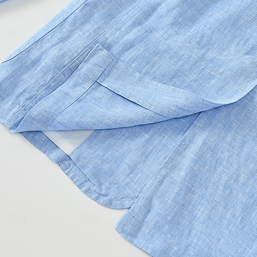 Herren Blazerjacke Hochzeit Jahrestag Party Sommer Frühling 100% Leinen Leinen Einfarbig Einreihig Ein-Knopf Blazer Blau