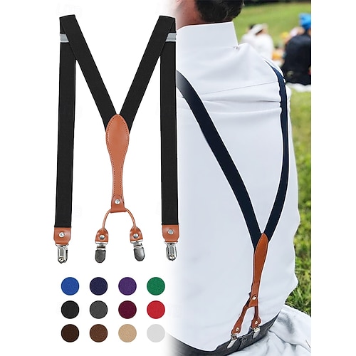verstellbare, elastische Hosenträger mit Kunstlederakzenten und Metallclips – klassisches Y-Back-Design für Männer, perfekt für formelle Anlässe, Hochzeiten und den Alltag