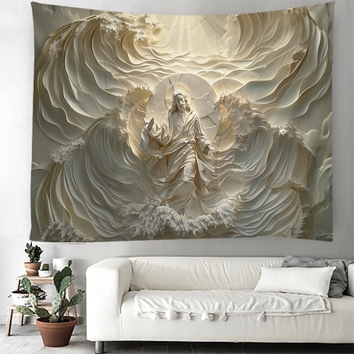 Jesus Hängande Gobeläng Optisk Illusion Väggkonst Stor Gobeläng Mur Dekor Fotografisk Fond Blanket Gardin Hem Sovrum Vardagsrumsdekoration