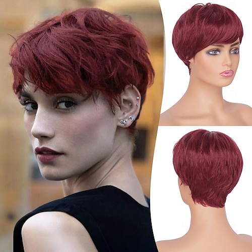 Pixie Cut Wigs Synthetic Short Pixie Haircut Wig with Bangs  display picture 2