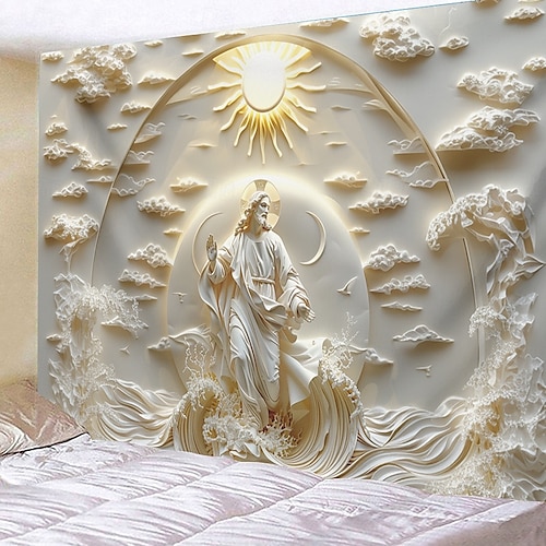  Jesus Hängande Gobeläng Optisk Illusion Väggkonst Stor Gobeläng Mur Dekor Fotografisk Fond Blanket Gardin Hem Sovrum Vardagsrumsdekoration