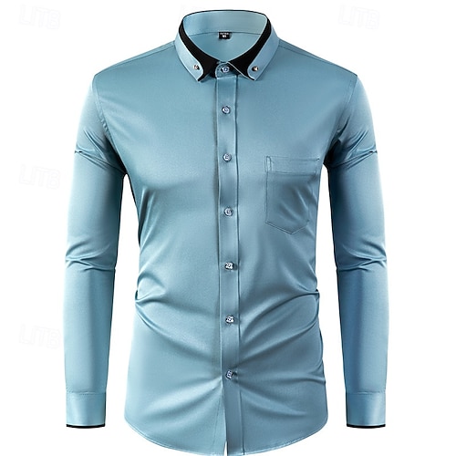 fall color dress shirts for men Manfinity Mode Men's Formal Business Solid Color Pocket Long Sleeve Shirt Orange Dress Shirts Men Yellow Dress Shirt Gold Dress Shirt Men, For Fall