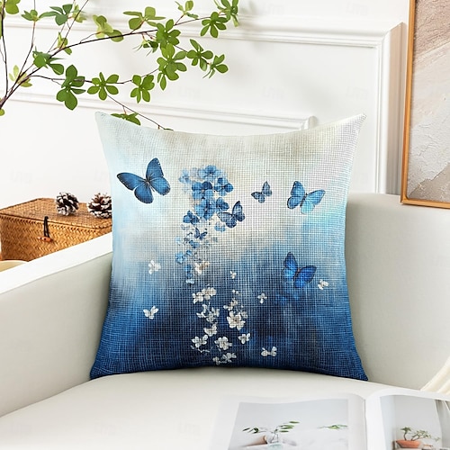  Housse de coussin décorative vintage à motif de papillons, 1 pièce, douce, carrée, pour canapé, chambre à coucher, salon, canapé, chaise