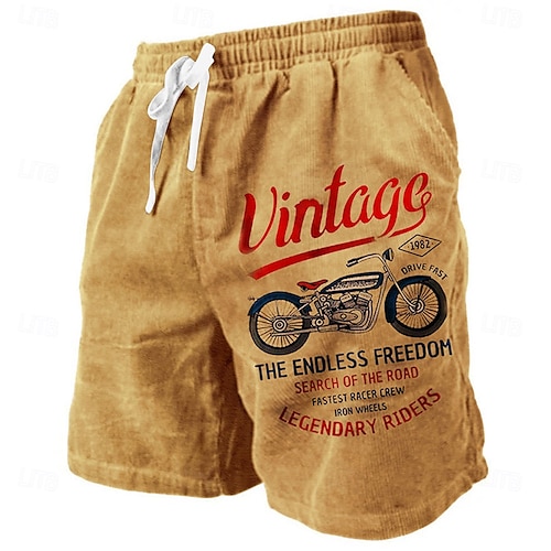  Bărbați Scrisă Epocă Μηχανή Pantaloni scurți de sudoare Pantaloni scurți de plajă Pantaloni scurți Terry Talie medie Epocă Casual Zilnic Concediu Haine de strada Cordon Talie elastică Imprimare 3D