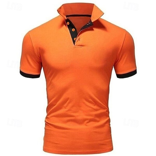  Férfi Golfing Póló Hétköznapi Sport Klasszikus Rövid ujjú Alap Alkalmi Tömör szín Sima Gomb eleje Nyár Tavasz Normál Alma zöld Világos rózsaszín Aranysárga Kék tó Sárga és Tengerészkék Fekete Golfing