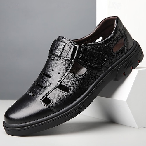 Sandalias de pescador transpirables de piel sintética marrón para