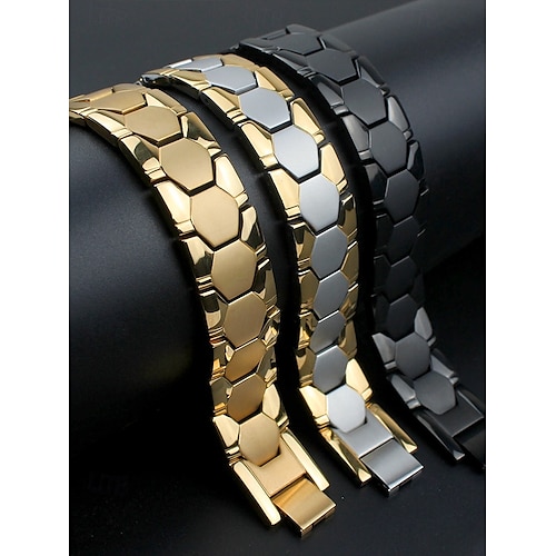 bracciale esagonale in acciaio inossidabile da uomo – moderno cinturino color oro per occasioni casual e formali