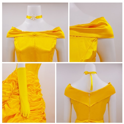 open lace back dress Amazon.com: Plus Size Disney Beauty & The Beast Belle Costume Yellow Dress