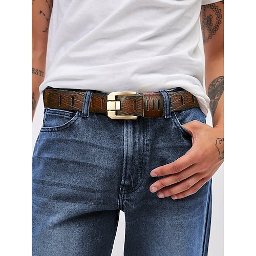 ceinture en cuir véritable pour homme avec boucle en métal durable – style vintage classique pour une tenue décontractée et formelle