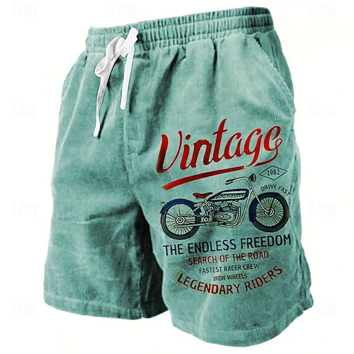  Bărbați Scrisă Epocă Μηχανή Pantaloni scurți de sudoare Pantaloni scurți de plajă Pantaloni scurți Terry Talie medie Epocă Casual Zilnic Concediu Haine de strada Cordon Talie elastică Imprimare 3D