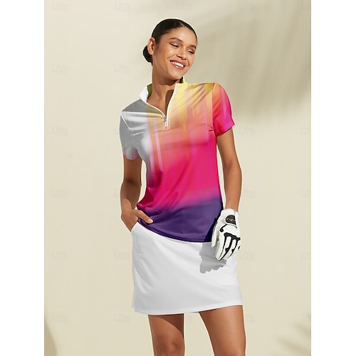 Mujer Camisas de polo Rosa Manga Corta Camiseta Ropa de golf para