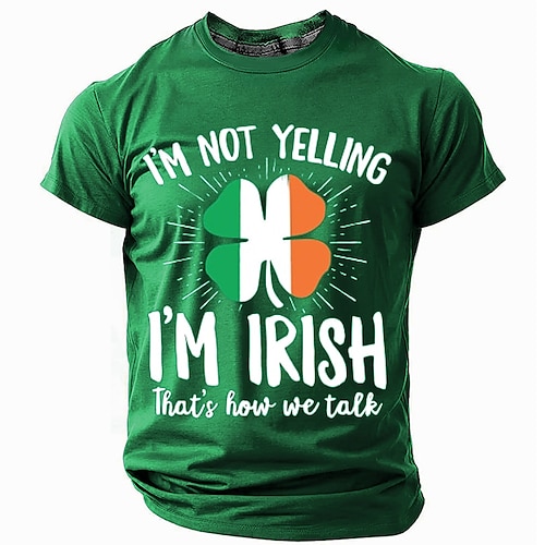 

Saint Patrick Homme Trèfle Irlandais chanceux T shirt Manche Courte T-shirt 3D effet Col Ras du Cou Chemise Design Décontractées Soirée Vacances Noir Vert Eté Printemps Vêtement Tenue S M L XL XXL