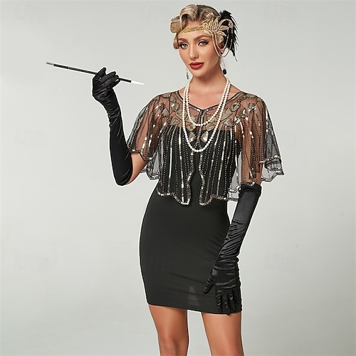 SWEETV Women's 1920s Shawl Wraps,Sequin Beaded Flapper Evening Shawls for  women formal/Party/Wedding/Formal/Harlem night 2026 - GBP 15