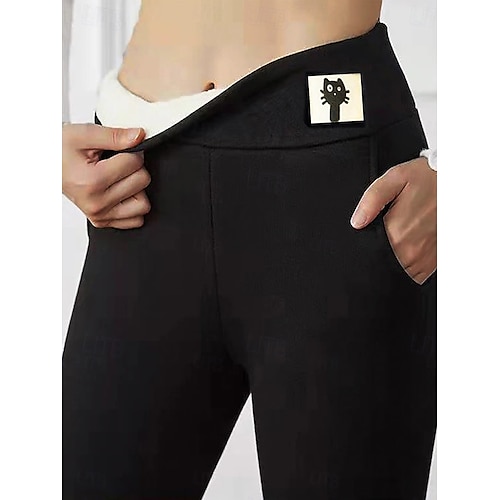  Per donna Pantaloni in Pile Collant Leggings Moda Comfort Lunghezza intera Vita Alta Tinta unica Lettera Patchwork Calore Termico Morbido Traspirante Micro-elastico All'aperto Casuale Quotidiano