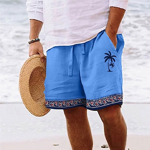  Per uomo Grafico Albero di Cocco Geometria Shorts Pantaloncini Estivi Shorts da Spiaggia Misura del girovita medio Streetwear Hawaiano Designer Casuale Quotidiano Ferie Coulisse Elastico in vita