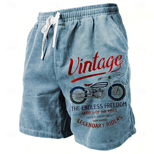  Bărbați Scrisă Epocă Μηχανή Pantaloni scurți de sudoare Pantaloni scurți de plajă Pantaloni scurți Terry Talie medie Epocă Casual Zilnic Concediu Haine de strada Cordon Talie elastică Imprimare 3D