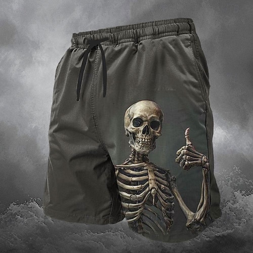  Men's Skull Swim Trunks Swim Shorts Board Shorts Mid Waist Fashion Streetwear Designer Casual Daily Holiday Pocket Drawstring Elastic Waist Designer Clothing Apparel