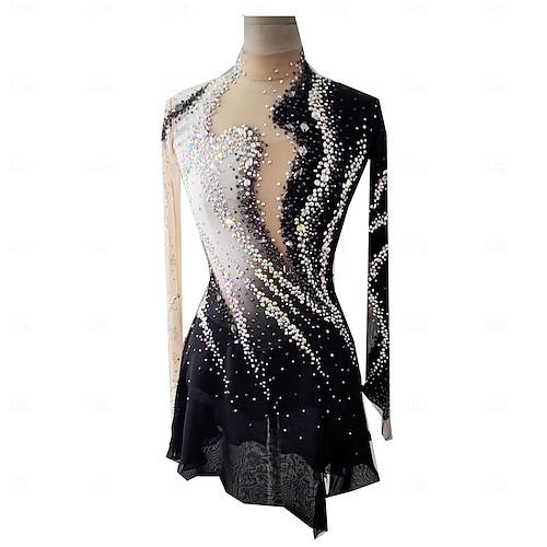 long sleeve black figure skating dress Amazon.com: AFAVOM Sequin Figure Skating Dress for Women Girls Long Sleeve Mesh Rhinestone Ice Skating Dress Glitter Asymmetrical Chiffon Skirt Shiny Ballet Lyrical Costume for Competition Performance Black XS : Clothing, Shoes
