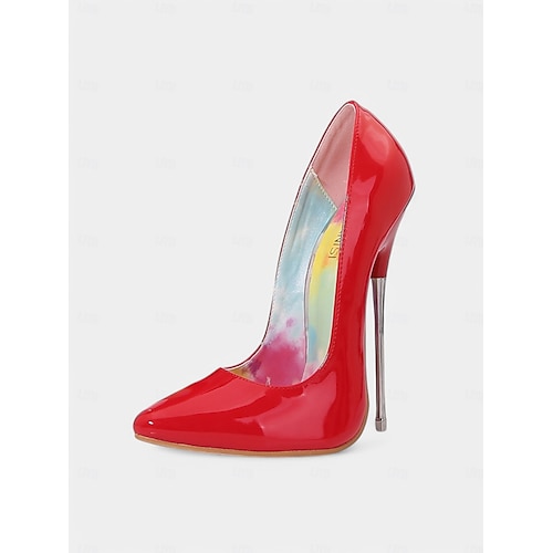  Red Patent Leather Stiletto Pumps – Women's Sexy Pointed Toe Ultra-High Heel Shoes for Party & Evening Events