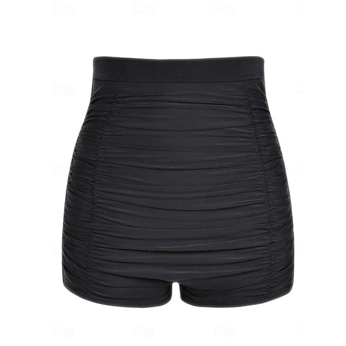 Femme Maillots de Bain Caleçon extensible Maillot de bain Taille haute Vacances Tenues de plage Couleur unie Sans Manches Maillots de bain