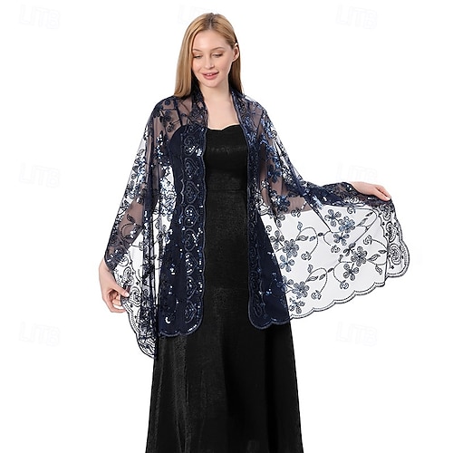 Elegant Vintage Ladies Flapper Shawls The Great Gatsby Charleston Sequins  Fancy Dress Women's Valentine's Day Masquerade Party Wedding Formal Adults  Shawl Summer Spring All Seasons 2026 - $39.99