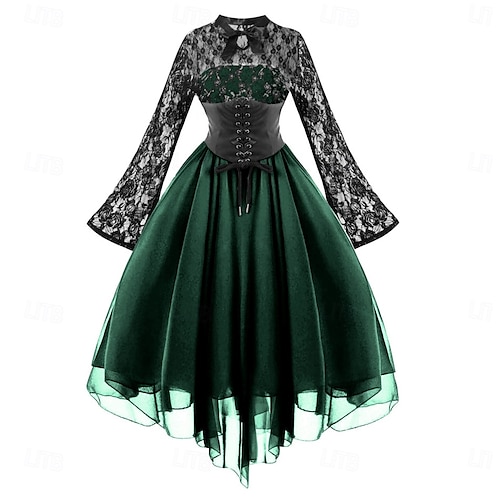 Retro Vintage Punk & Gothic Dress Masquerade Witch Lace Fancy Dress Women's  Fantasy Steampunk Walpurgis Night Halloween Carnival Masquerade Halloween  Event / Party Adults' Dress 2026 - 67.99