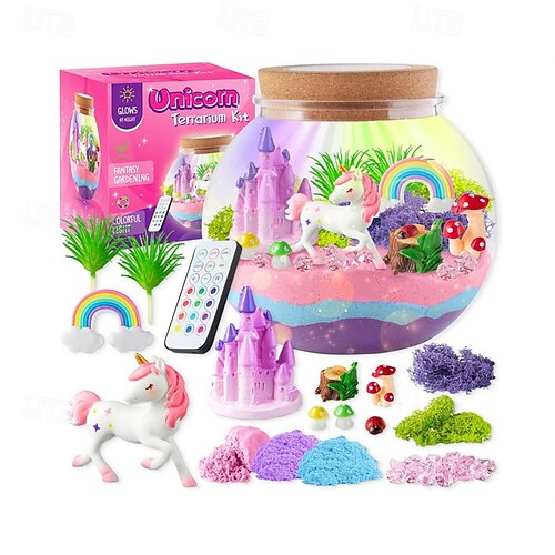 Science4you Kit de terrario de dinosaurio para niños - Haz tu propio ecosistema de hábitat de dinosaurios, mini terrario que brilla en la oscuridad kit de cultivo de plantas para