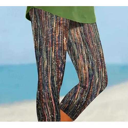  Leggings Femininas Capri Calças Alta Elasticidade Moda Streetwear Comprimento Total Cintura Alta Impressão Xadrez Térmica Quente Respirável Macio Ao Ar Livre Diárias Cinza Ferro Outono Inverno