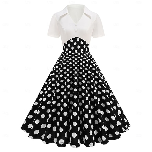 Elegant 1950s Vintage Inspired Knee Length Dress A-Line Dress Tea Dress Polka Dot A-Line Fancy Dress Women's Christmas Carnival New Year Homecoming Daily Wear Bachelorette Party Adults' Homecoming 2026 - CAD $35.99 Elegant 1950s Vintage Inspired Knee Length Dress A-Line Dress Tea Dress Polka Dot A-Line Fancy Dress Women's Christmas Carnival New Year Homecoming Daily Wear Bachelorette Party Adults' Homecoming 2026 - CAD $35.99