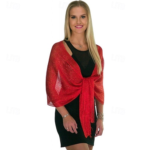 Womens Sparkling Metallic Shawls and Wraps for Evening Dresses Wedding Party