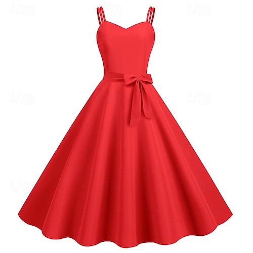 amazon cocktail dresses for over 50s 1950s Retro Vintage Dress Swing Dress Solid Color Fancy Dress Women's Carnival Masquerade Revival Daily Wear Bachelorette Party Adults' Dress Homecoming 2026 Color:Peach/Pink Product Variant Type:Solid retro style dresses DOLCE CABO POPLIN 3/4