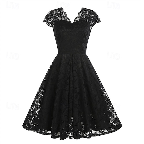 Elegant 1950s Vintage Inspired Knee Length Dress A-Line Dress Tea Dress  Lace A-Line Fancy Dress Women's Christmas Carnival New Year Homecoming  Daily Wear Bachelorette Party Adults' Homecoming Dresses 2026 - GBP 27