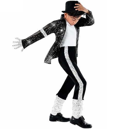 

Pop King Cosplay Costume Kid's Boys Disco 1980s Performance Party Stage Halloween Carnival Masquerade Easy Halloween Costumes