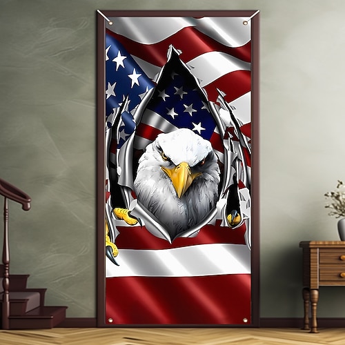 Decorazioni Porta Festa dell'Indipendenza Coperture Porta Aquila Americana Tappeto Porta Tenda Decorazione Sfondo Interno/Esterno Striscione Porta Ant