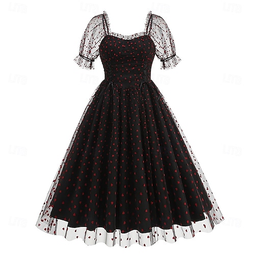 1950s Vintage Inspired Vintage Dress Knee Length Dress A-Line Dress Tea  Dress Heart A-Line Fancy Dress Women's Christmas Carnival New Year  Homecoming Casual Daily Bachelorette Party Adults' Dress 2026 - $40.99