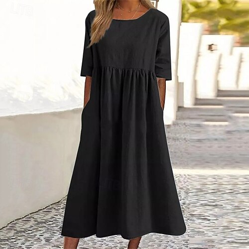 white linen long sleeve maxi dress White Linen Maxi Dress with Long Sleeves & Pockets