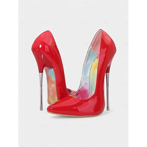  Red Patent Leather Stiletto Pumps – Women's Sexy Pointed Toe Ultra-High Heel Shoes for Party & Evening Events