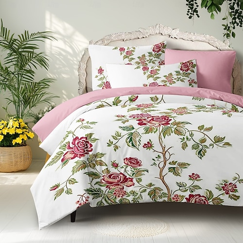 Ensemble de housse de couette à motif floral, ensemble de literie de luxe en coton doux, 3 pièces, décoration de maison, cadeau, housse de couette king queen