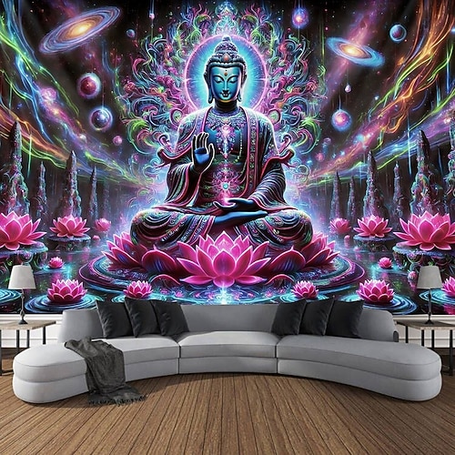 Arazzo Blacklight Trippy 130x150 Cm – Si Illumina Al Buio Con Luce UV, Perfetto Per Camere E Feste