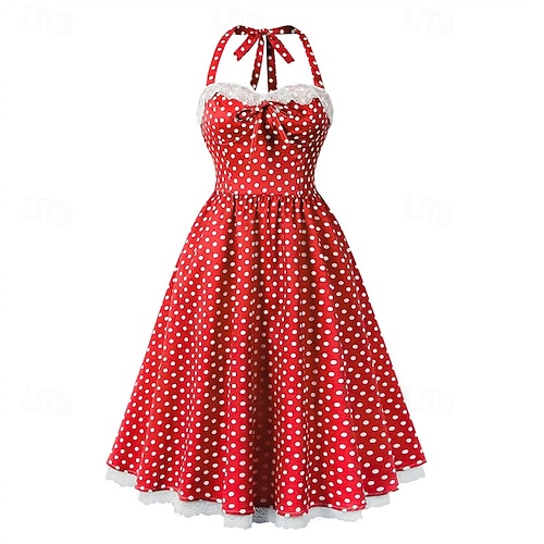 Retro Vintage 1950s Rockabilly Dress Swing Dress Lace Polka Dot Fancy Dress  Women's Carnival Masquerade Daily Wear Bachelorette Party Adults' Dress  Homecoming Dresses 2026 - $35.99