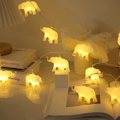 1,5 m 10 leds led lichtsnoer olifant dier vormige fee lichtsnoer kinderkamer decoratie kerstfeest vakantie huisdecoratie beste cadeau voor kinderen